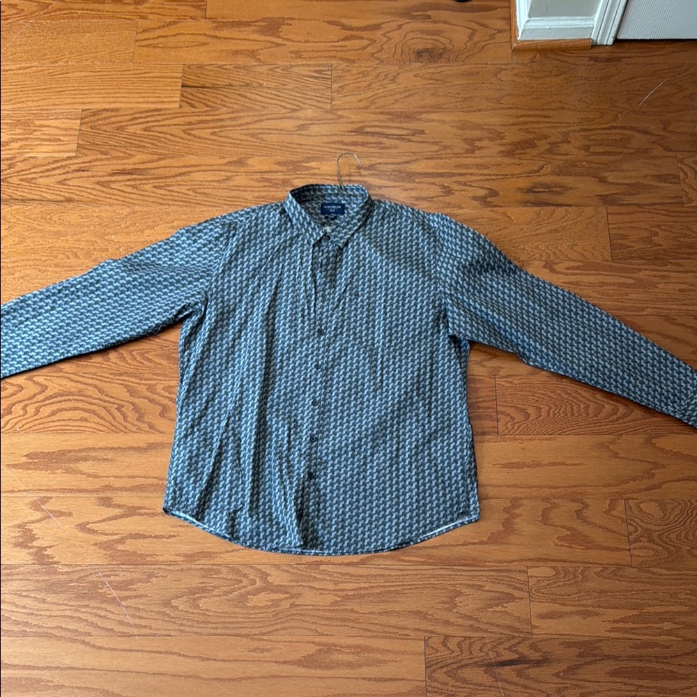 Peter England Men's Geometric Blue Shirt